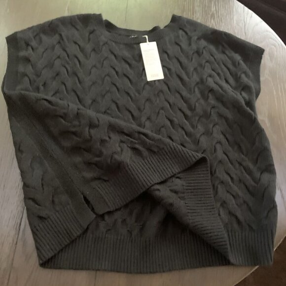 NWT Eileen Fisher Black Cotton/Recycled Cashmere Square Top - Picture 1 of 8